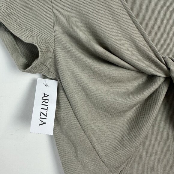 Aritzia Sunday Best Cassie Twist Front TShirt Green Womens Small Y2K Beach Gym - Picture 3 of 8
